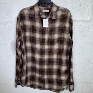 Cotton on Men's Boston Long Sleeve Shirt Brown Waffle Check, Meidum $50
